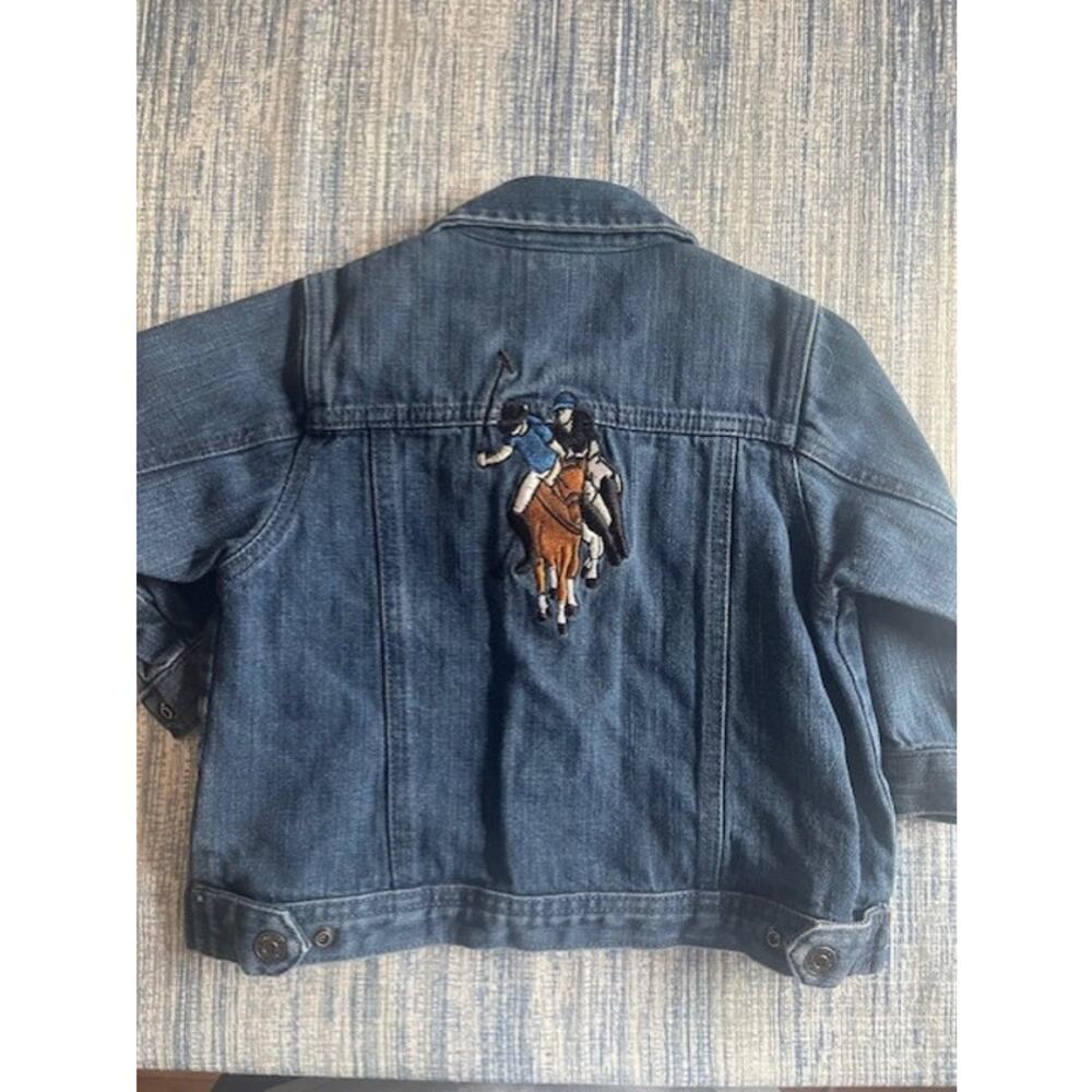 US Polo‎ Assn 90's Y2K Kids Infant Snap front Denim Truck Jacket Jean 24 Months